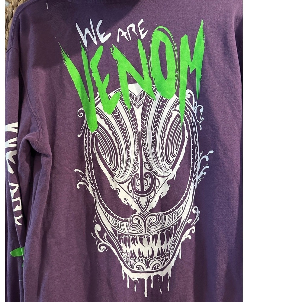 Marvel Spider-Man We Are Venom Hoodie Purple Graphic Sweatshirt Mens Small